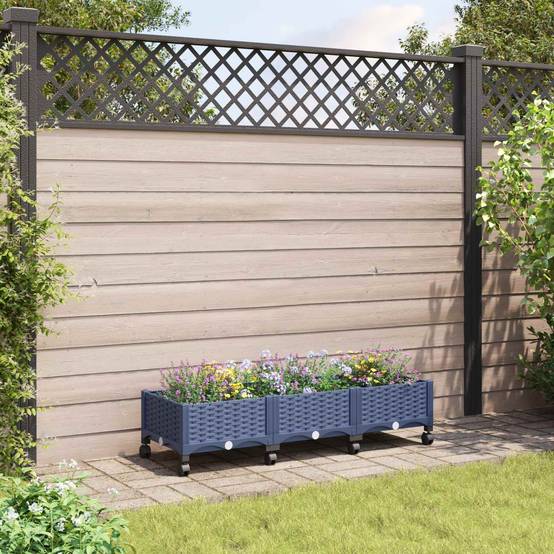 ComfortXL - Jardinière rectangulaire roues polypropylène patio balcon grandes racines gris 33cm - ComfortXL Outdoor Living - Image 1