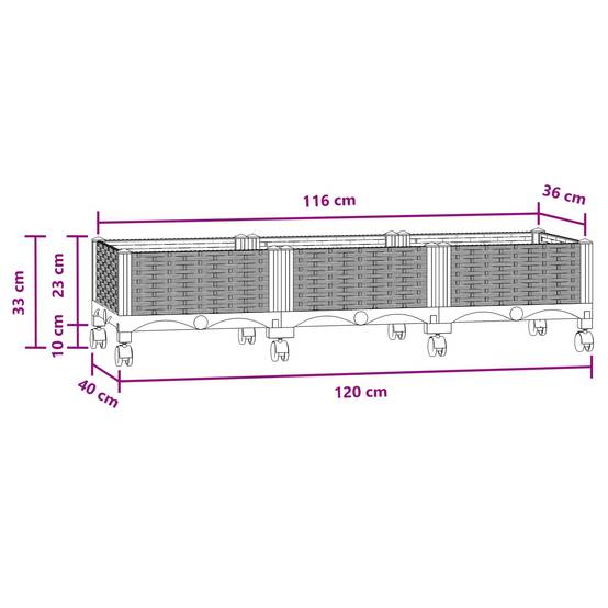 ComfortXL - Jardinière rectangulaire roues polypropylène patio balcon grandes racines gris 33cm - ComfortXL Outdoor Living - Image 8