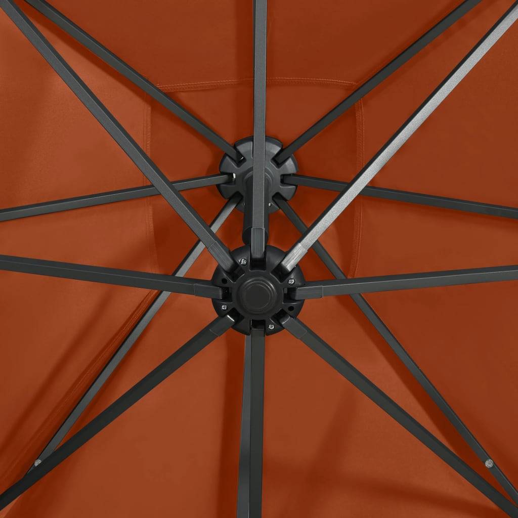 Helloshop26 - Parasol meuble de jardin déporté avec mât et lumières led 250 cm terre cuite - Image 7