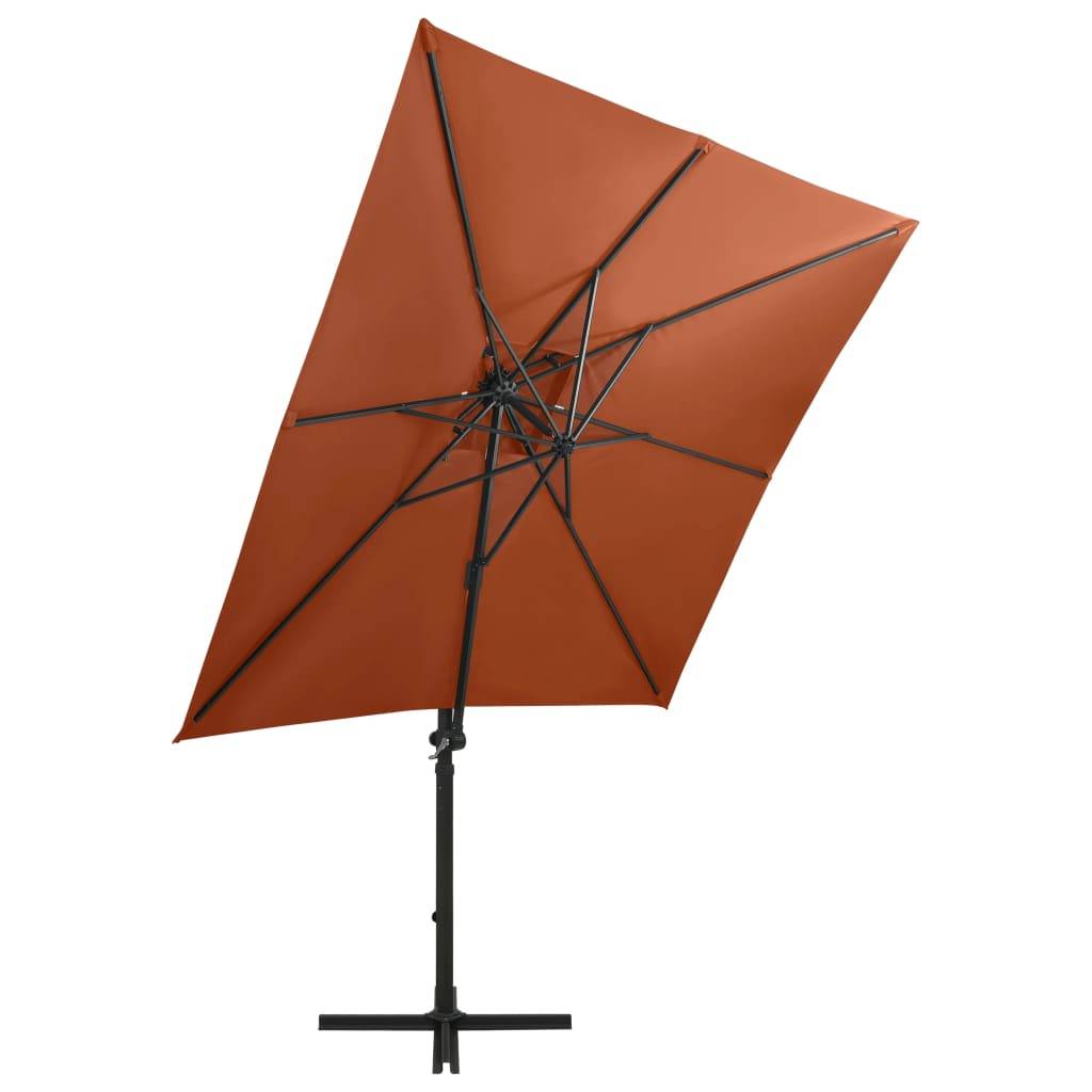 Helloshop26 - Parasol meuble de jardin déporté avec mât et lumières led 250 cm terre cuite - Image 4