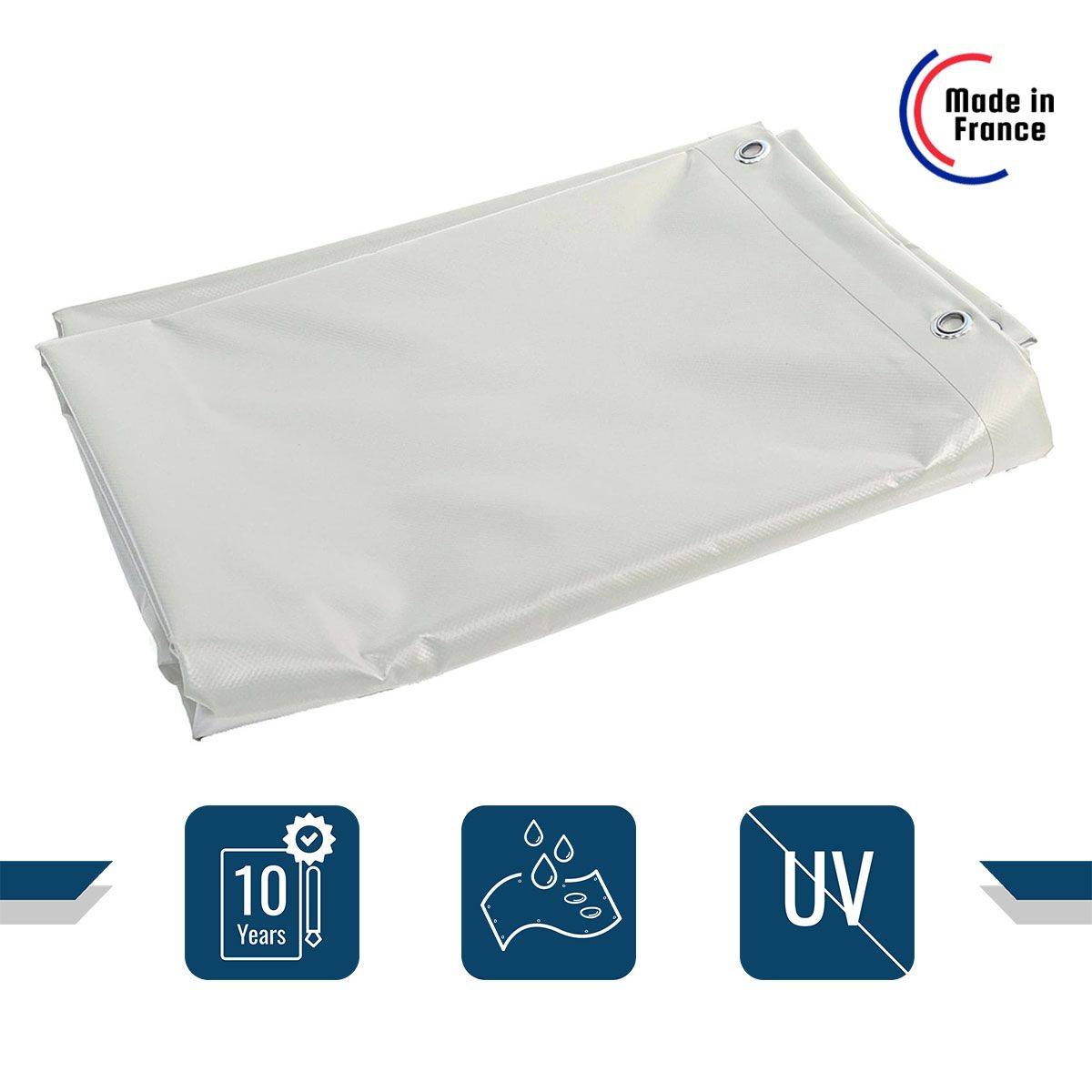Bâche pour Carport Blanche 3x5 m XP640CP - Garantie 10 ans - Toile PVC étanche pour abri de voiture - Made in France TECPLAST - Image 2