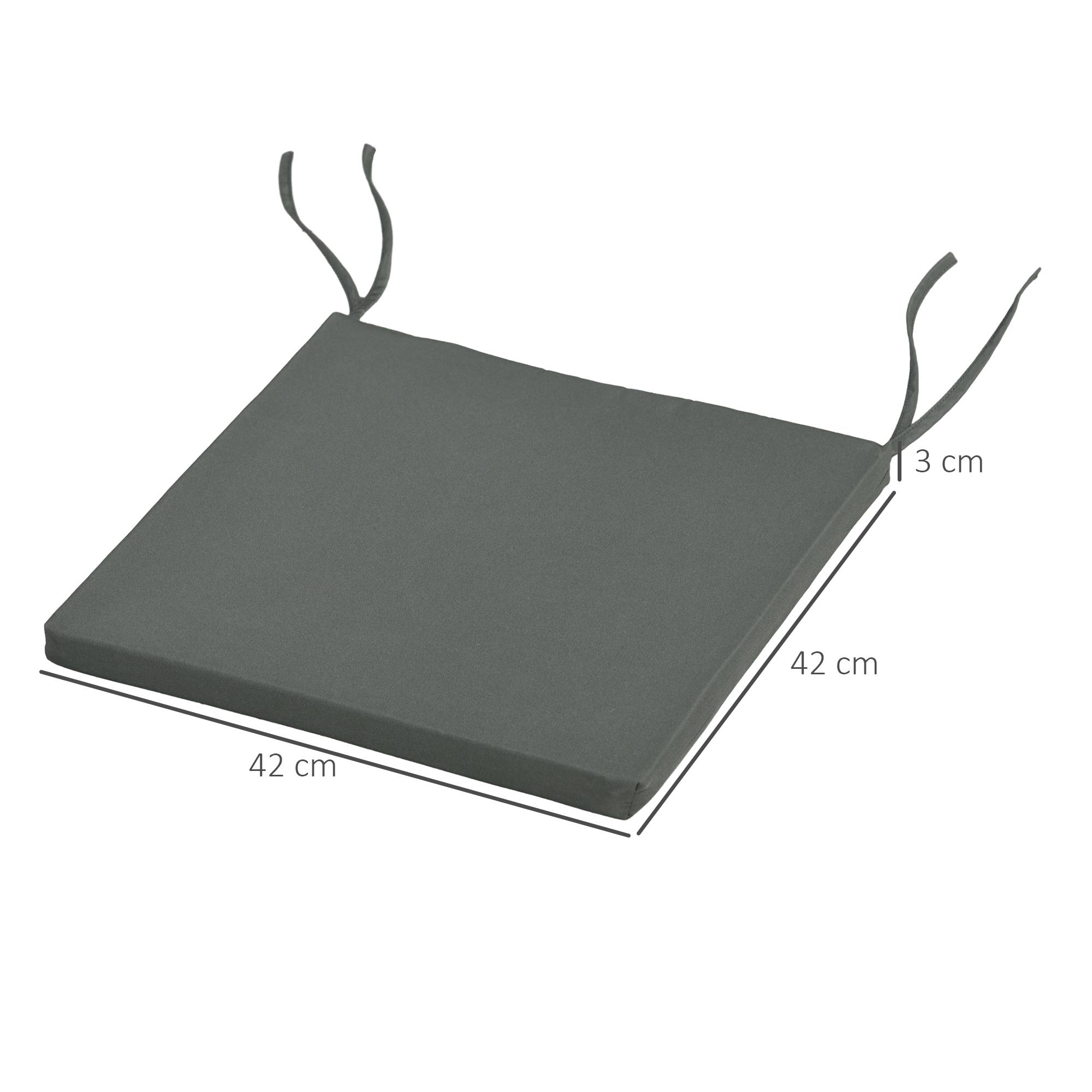 Lot de 6 Coussins de chaise de jardin extérieur Rembourrage 3 cm Tissu Polyester dim. 42L x 42l cm Gris foncé - Image 5