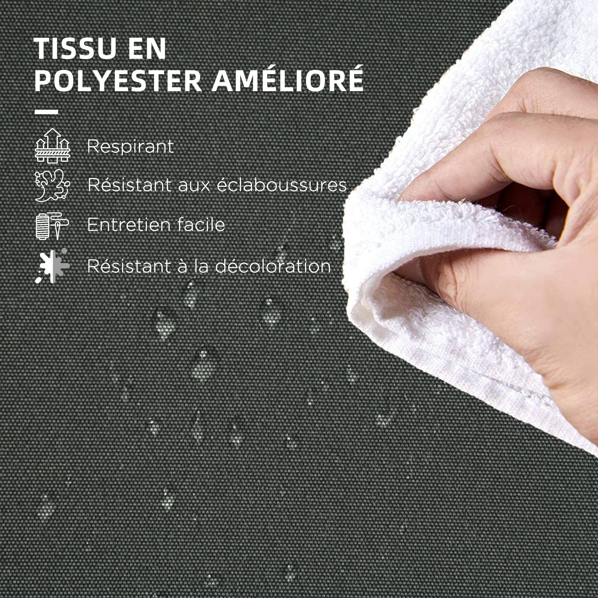 Lot de 6 Coussins de chaise de jardin extérieur Rembourrage 3 cm Tissu Polyester dim. 42L x 42l cm Gris foncé - Image 7