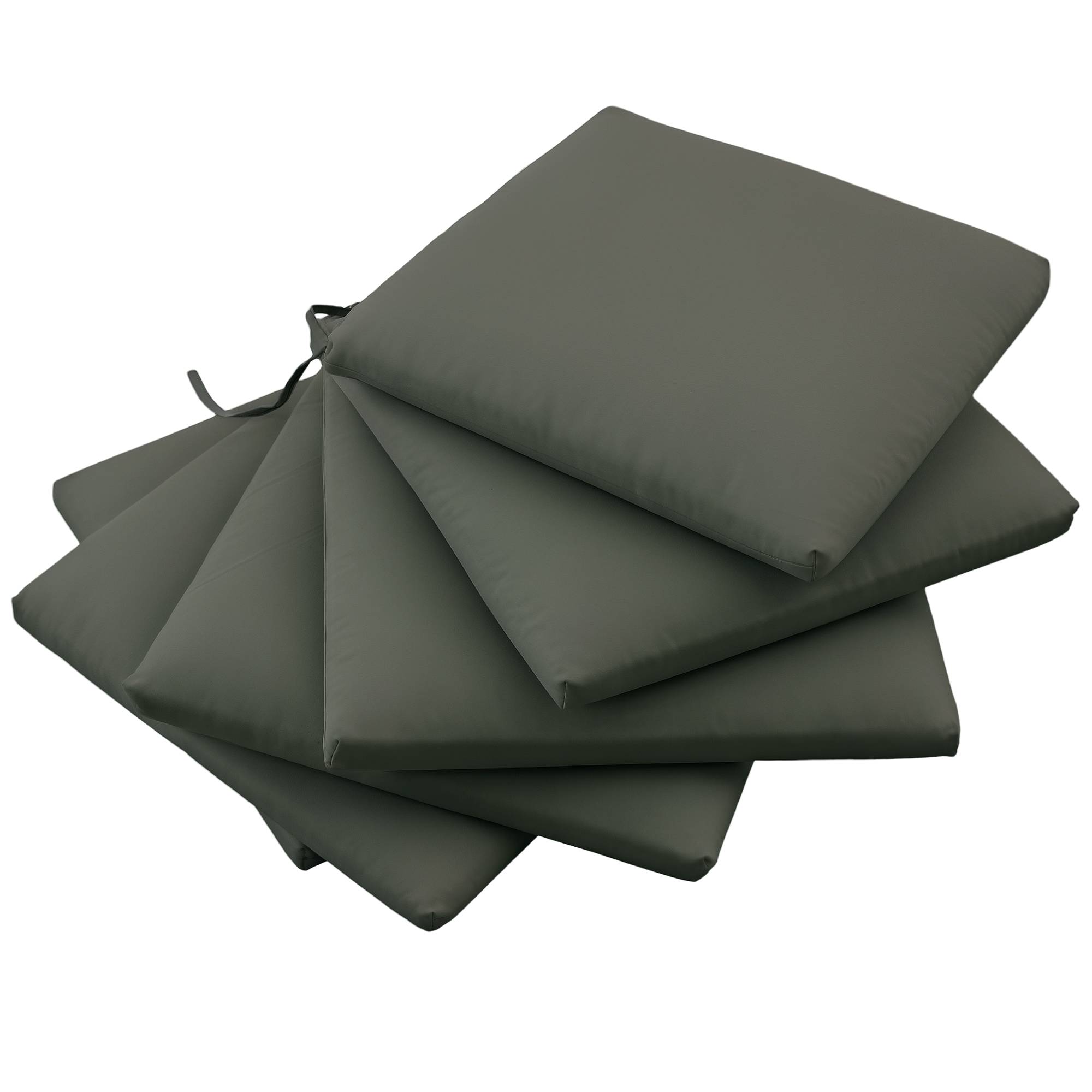Lot de 6 Coussins de chaise de jardin extérieur Rembourrage 3 cm Tissu Polyester dim. 42L x 42l cm Gris foncé - Image 1