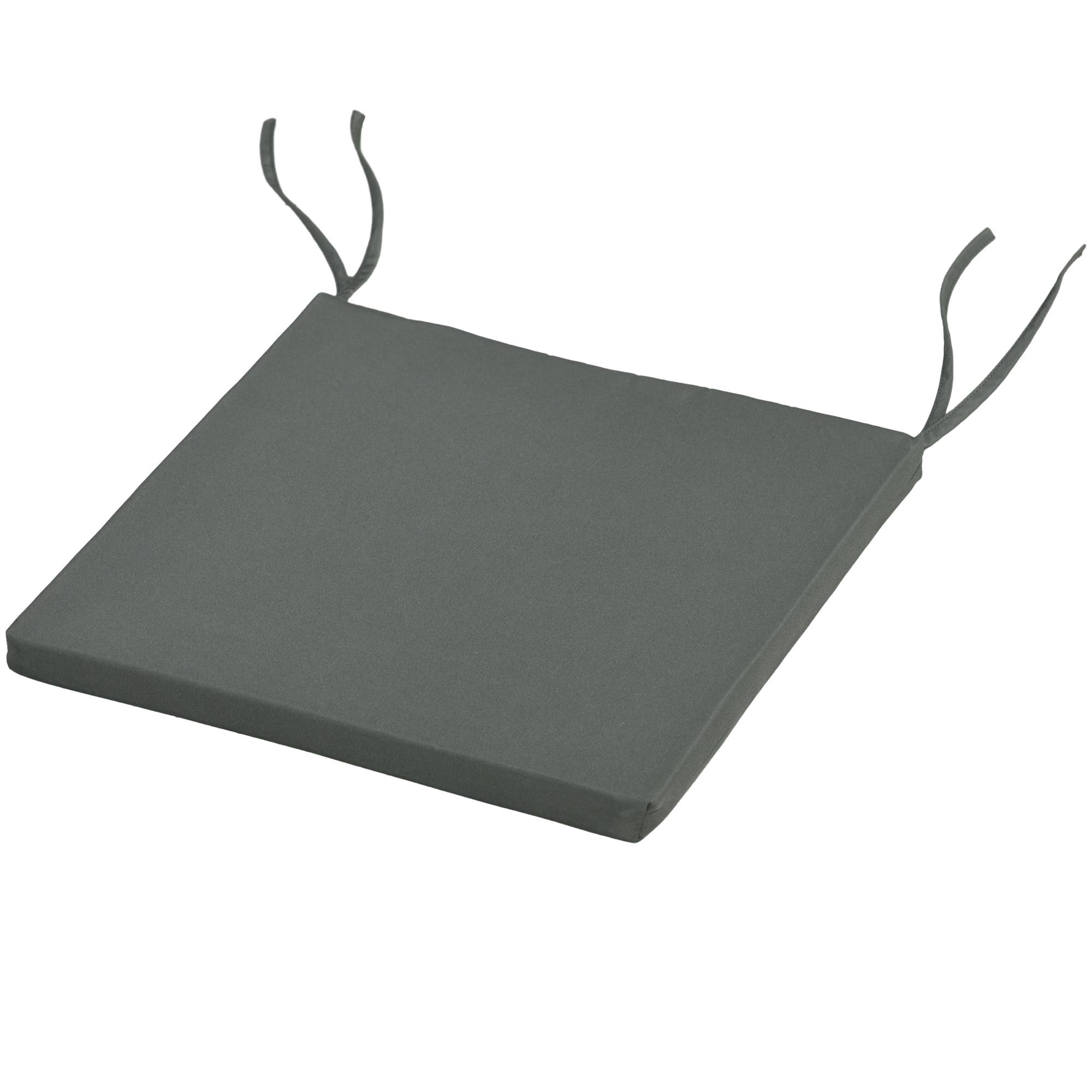 Lot de 6 Coussins de chaise de jardin extérieur Rembourrage 3 cm Tissu Polyester dim. 42L x 42l cm Gris foncé - Image 2