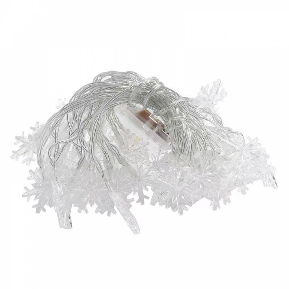 (Blanc chaud, 6 M) Guirlande lumineuse flocon de neige de Noël à 40 LED, double modes stable et clignotant, décoration intérieure et extérieure - Image 1