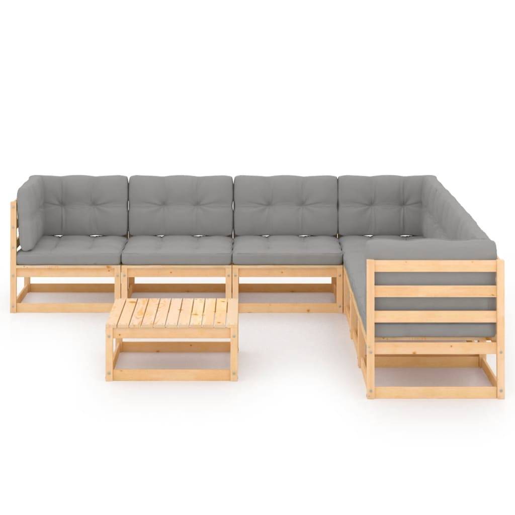 Helloshop26 - Salon de jardin meuble d'extérieur ensemble de mobilier 8 pièces avec coussins bois de pin massif - Image 2