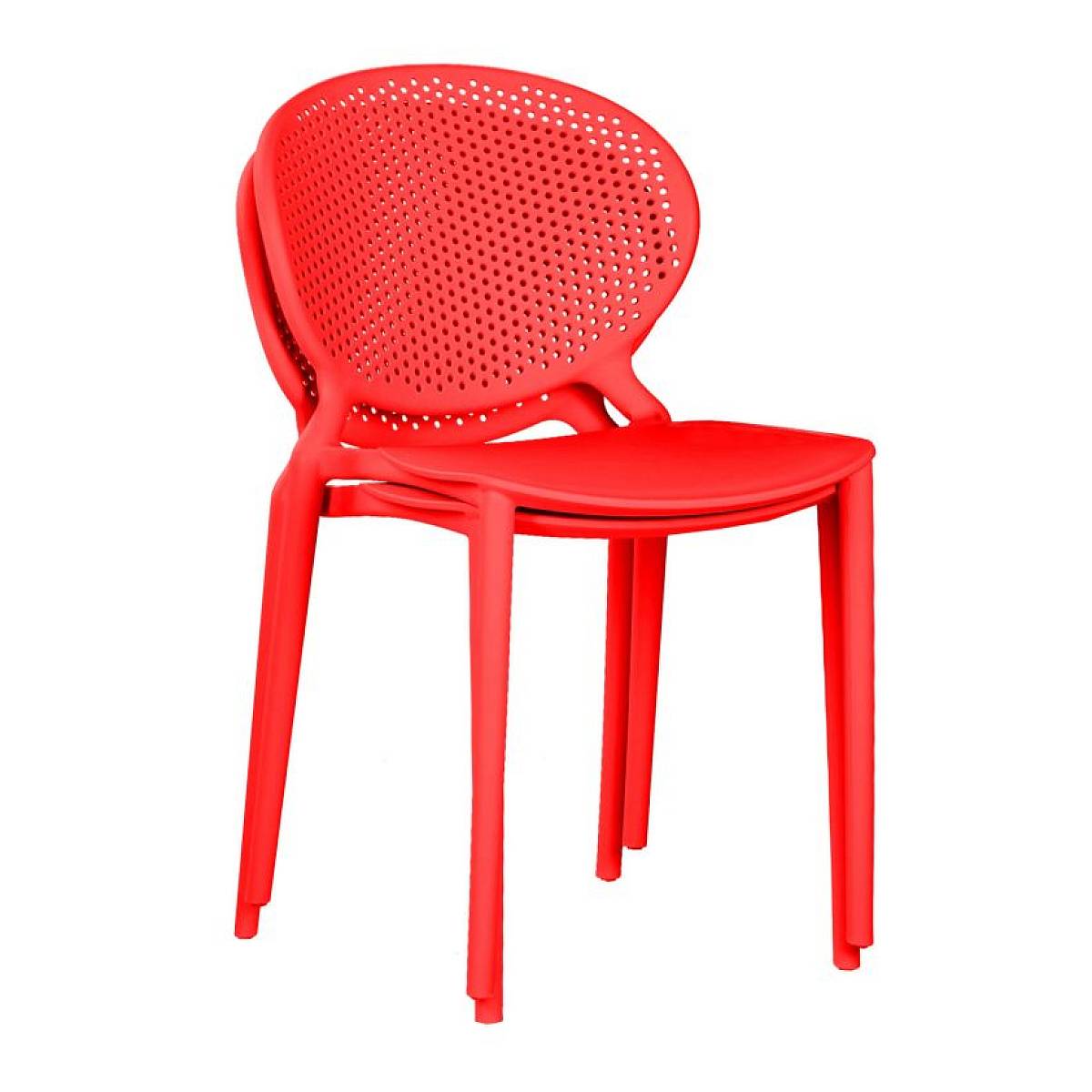Ensemble de 4 chaises de jardin modernes rouges pour un extérieur élégant - Image 3