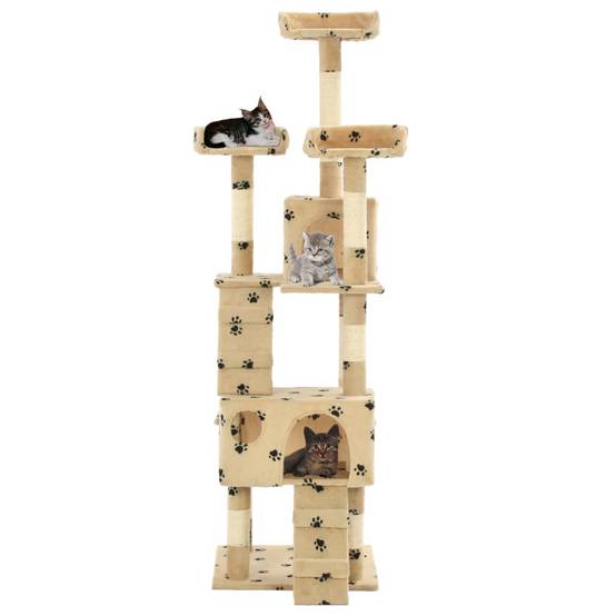 Arbre à chat sisal et peluche beige 50 x 50 x 170 cm, Poids:14.4kg - PANGIVO - Image 2