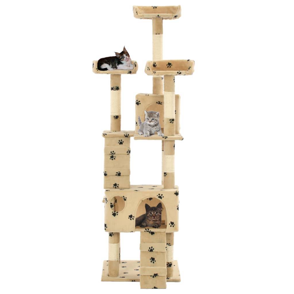 Arbre à chat sisal et peluche beige 50 x 50 x 170 cm, Poids:14.4kg - PANGIVO - Image 2