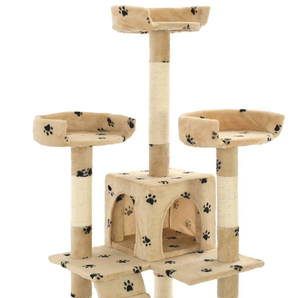Arbre à chat sisal et peluche beige 50 x 50 x 170 cm, Poids:14.4kg - PANGIVO - Image 5
