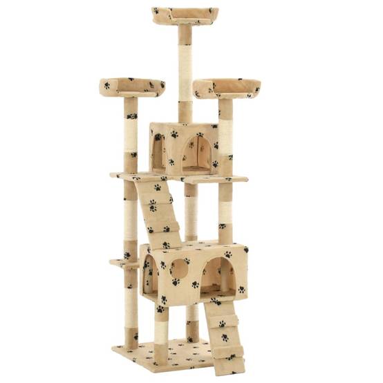 Arbre à chat sisal et peluche beige 50 x 50 x 170 cm, Poids:14.4kg - PANGIVO - Image 1