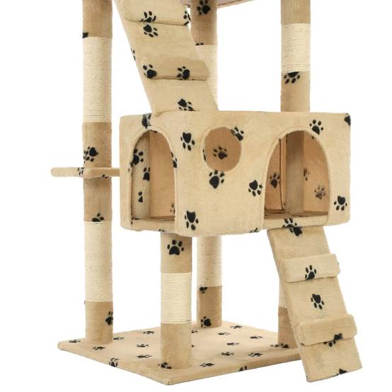 Arbre à chat sisal et peluche beige 50 x 50 x 170 cm, Poids:14.4kg - PANGIVO - Image 6