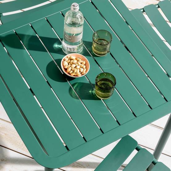 Oviala - Ensemble table de terrasse 70cm et 2 fauteuils vert foncé Almada - Oviala - Image 4