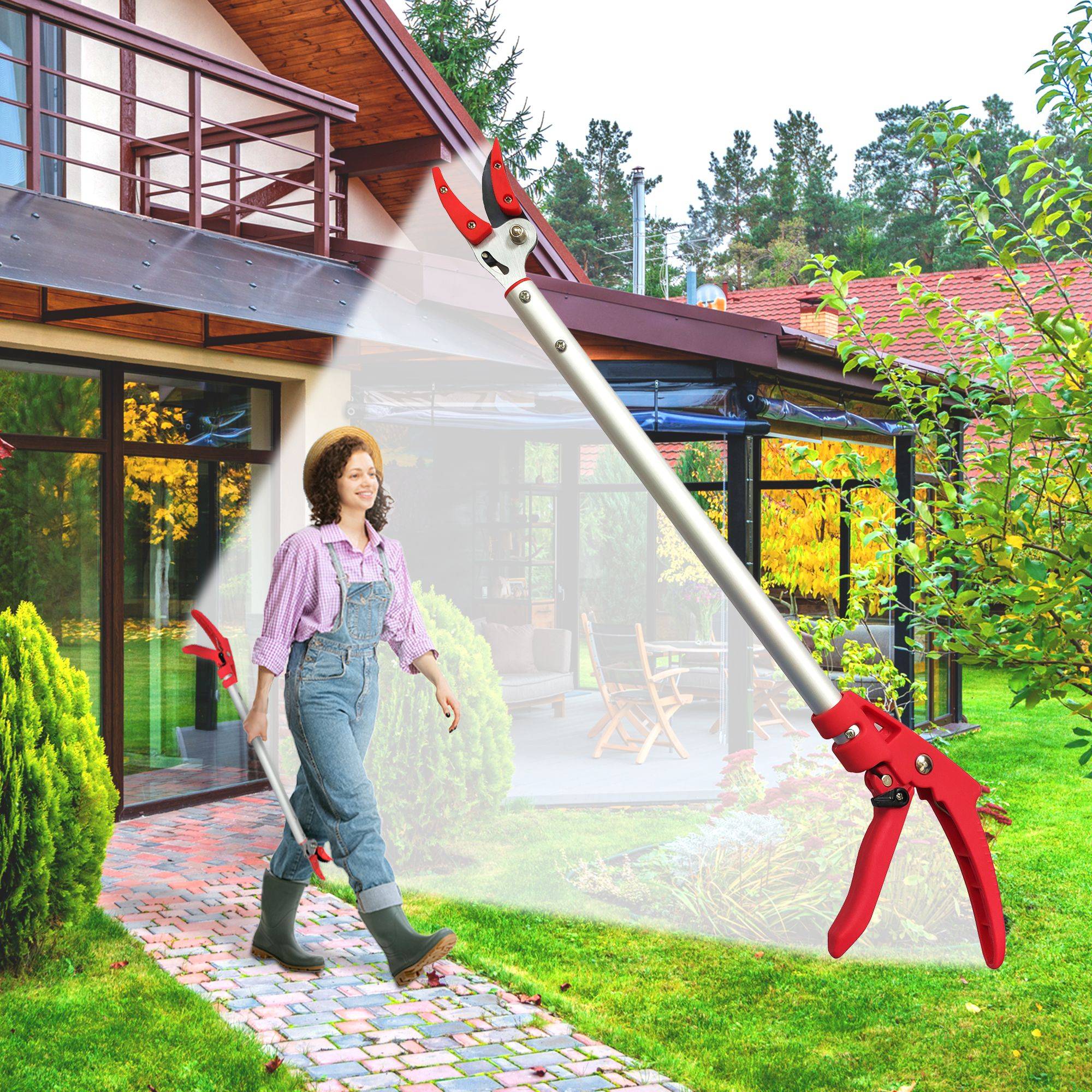 Sécateur Coupe Branche Long Manche 64 cm - Lame Téflonée Enclume De Préhension - Taille Jardin - Image 6