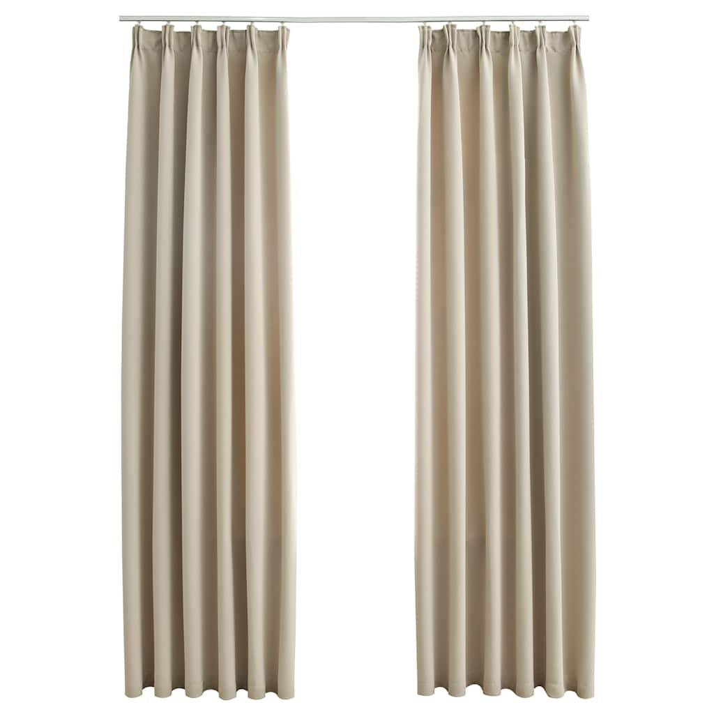 Rideaux occultants - Panneaux de rideau avec crochets 2 pcs Beige 140x245 cm - Image 1