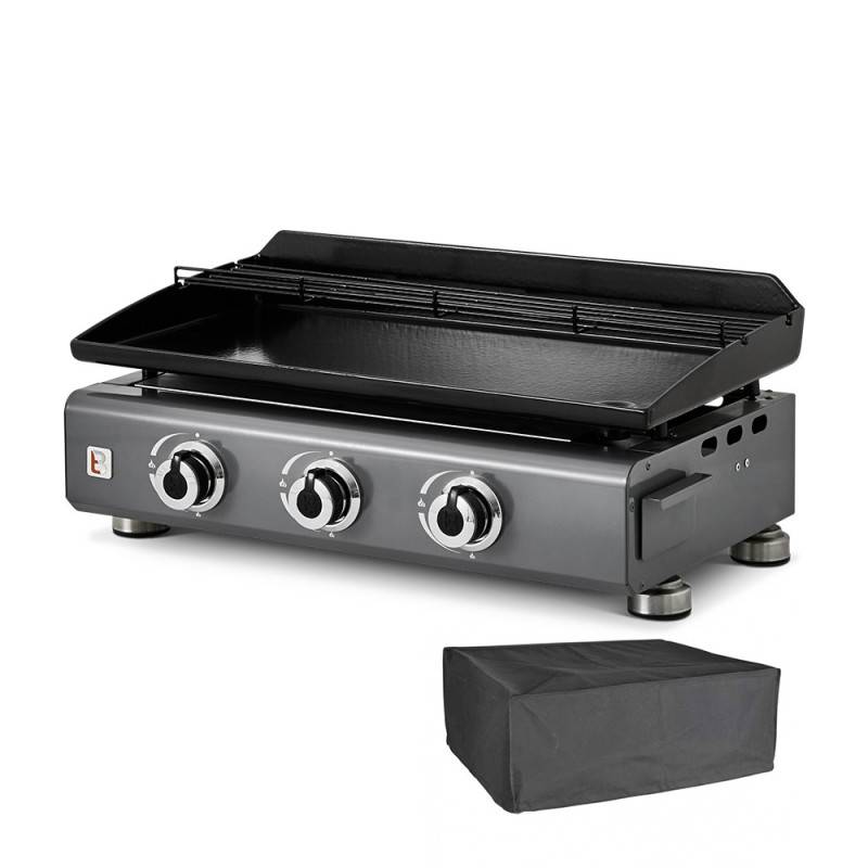 Brasero - Plancha gaz Silvia IIG 3 feux Gun Metal – BRASERO BY FAVEX – 7,5 kW – 10 convives – Housse incluse - Image 1