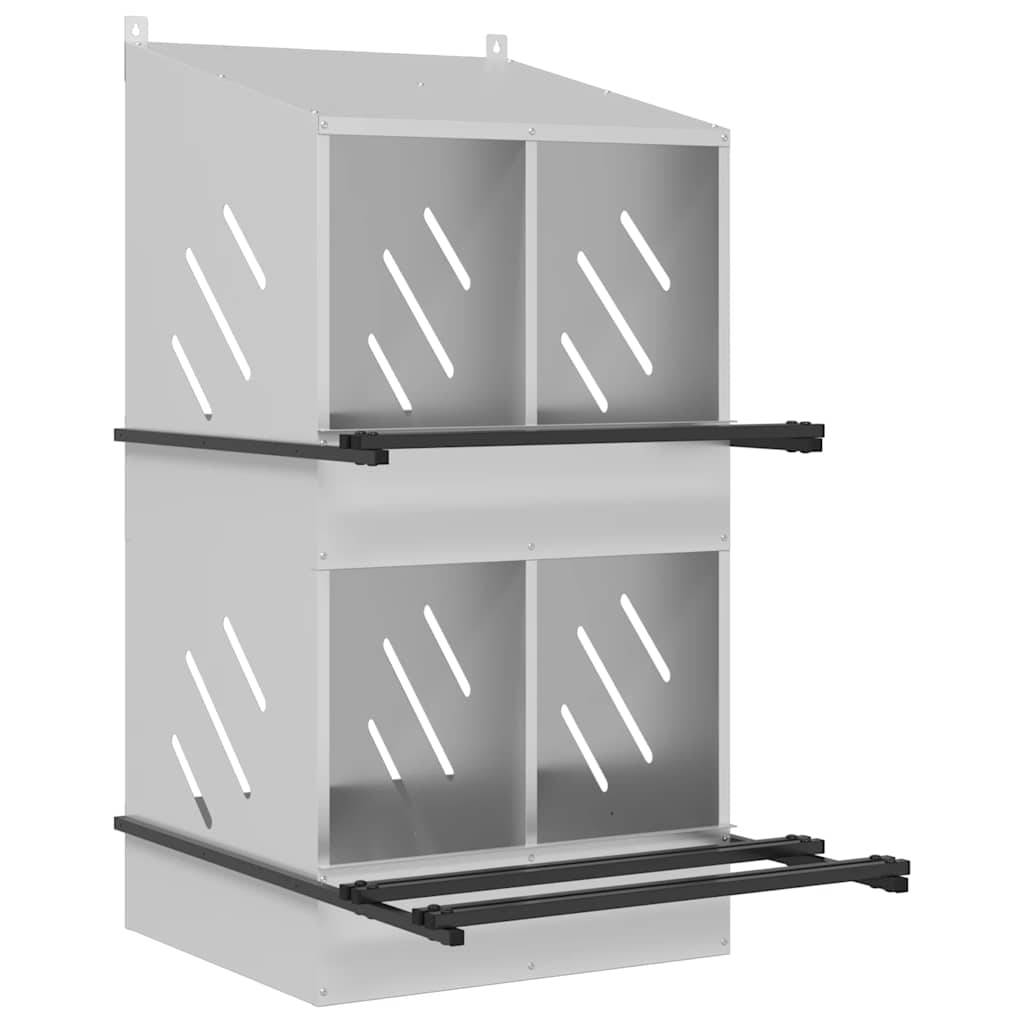 Pondoir de Poules 4 Compartiments Acier Galvanisé Nichoir Double Étage – ComfortXL Outdoor Living - Image 2