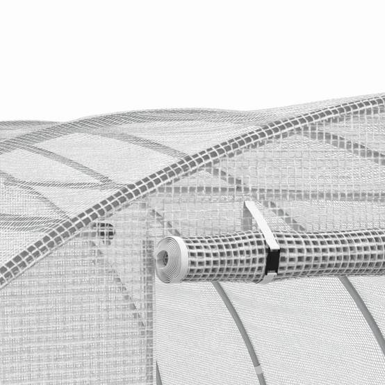 Serre de jardin tunnel 12m² 4 x 3 x 2 m acier galvanisé + bâche anti-UV avec porte et fenêtres ZEBRA blanche - Image 7