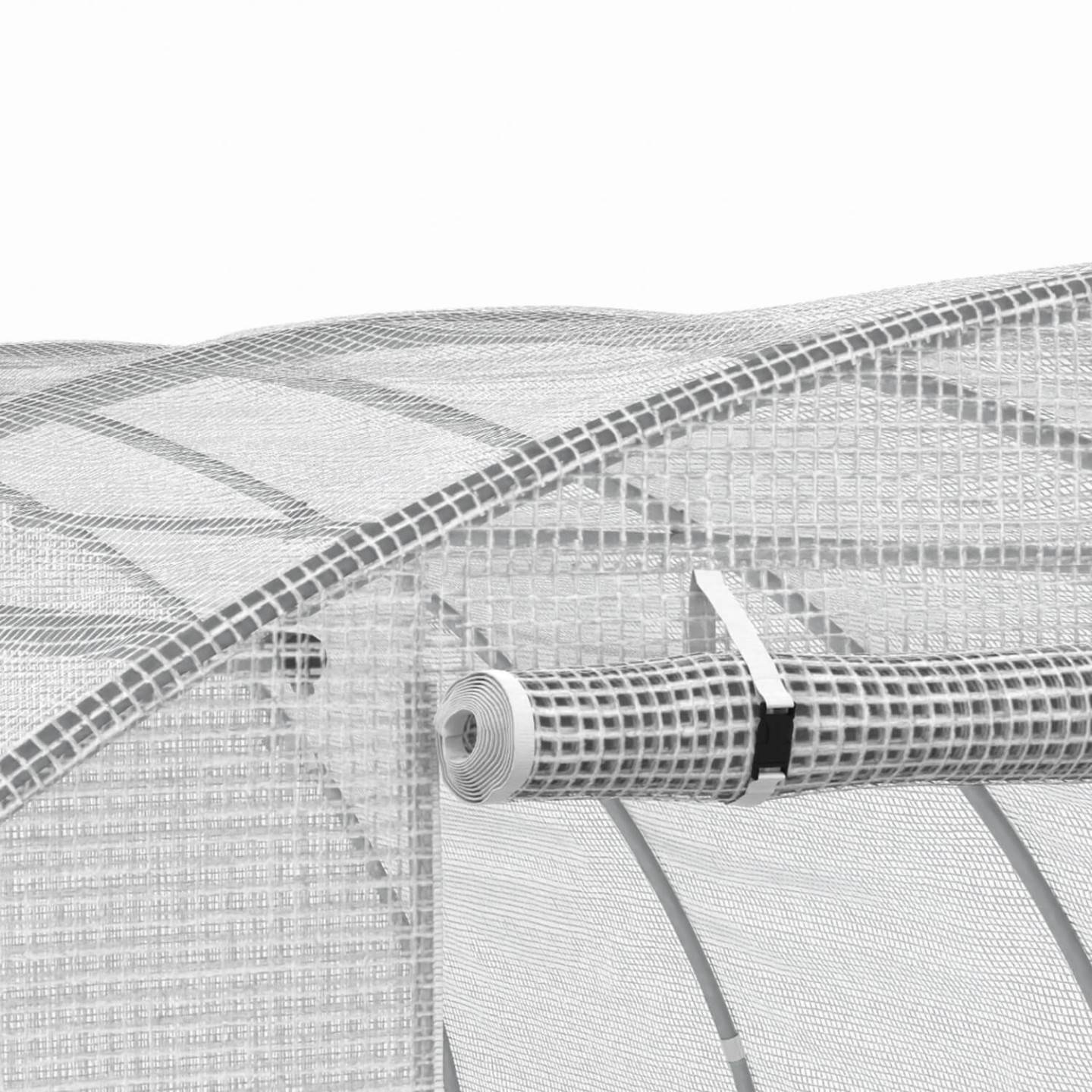 Serre de jardin tunnel 12m² 4 x 3 x 2 m acier galvanisé + bâche anti-UV avec porte et fenêtres ZEBRA blanche - Image 7