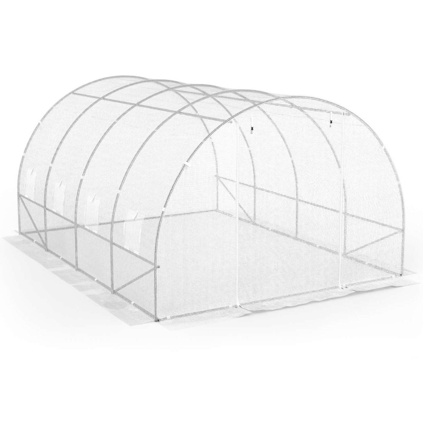 Serre de jardin tunnel 12m² 4 x 3 x 2 m acier galvanisé + bâche anti-UV avec porte et fenêtres ZEBRA blanche - Image 3