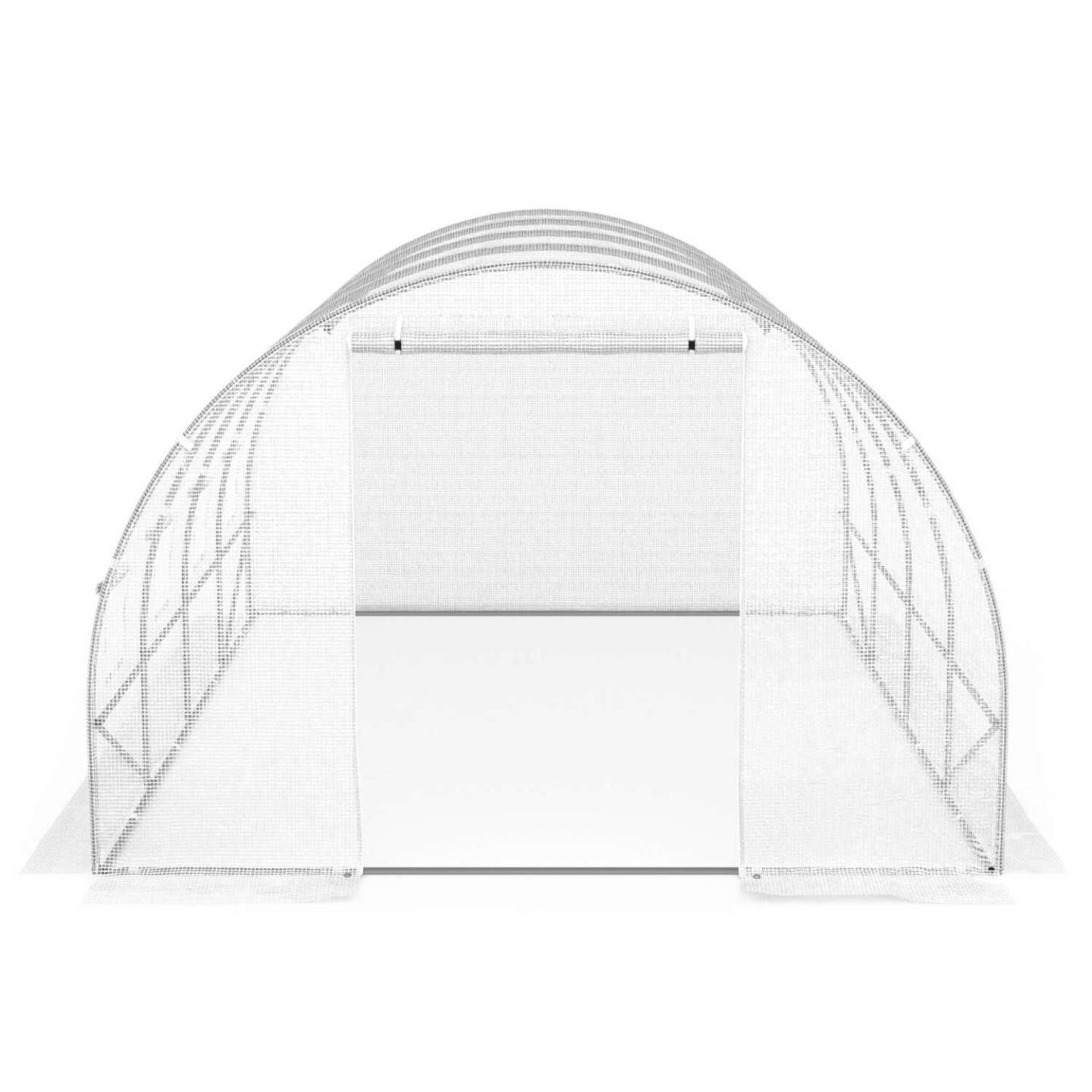 Serre de jardin tunnel 12m² 4 x 3 x 2 m acier galvanisé + bâche anti-UV avec porte et fenêtres ZEBRA blanche - Image 4
