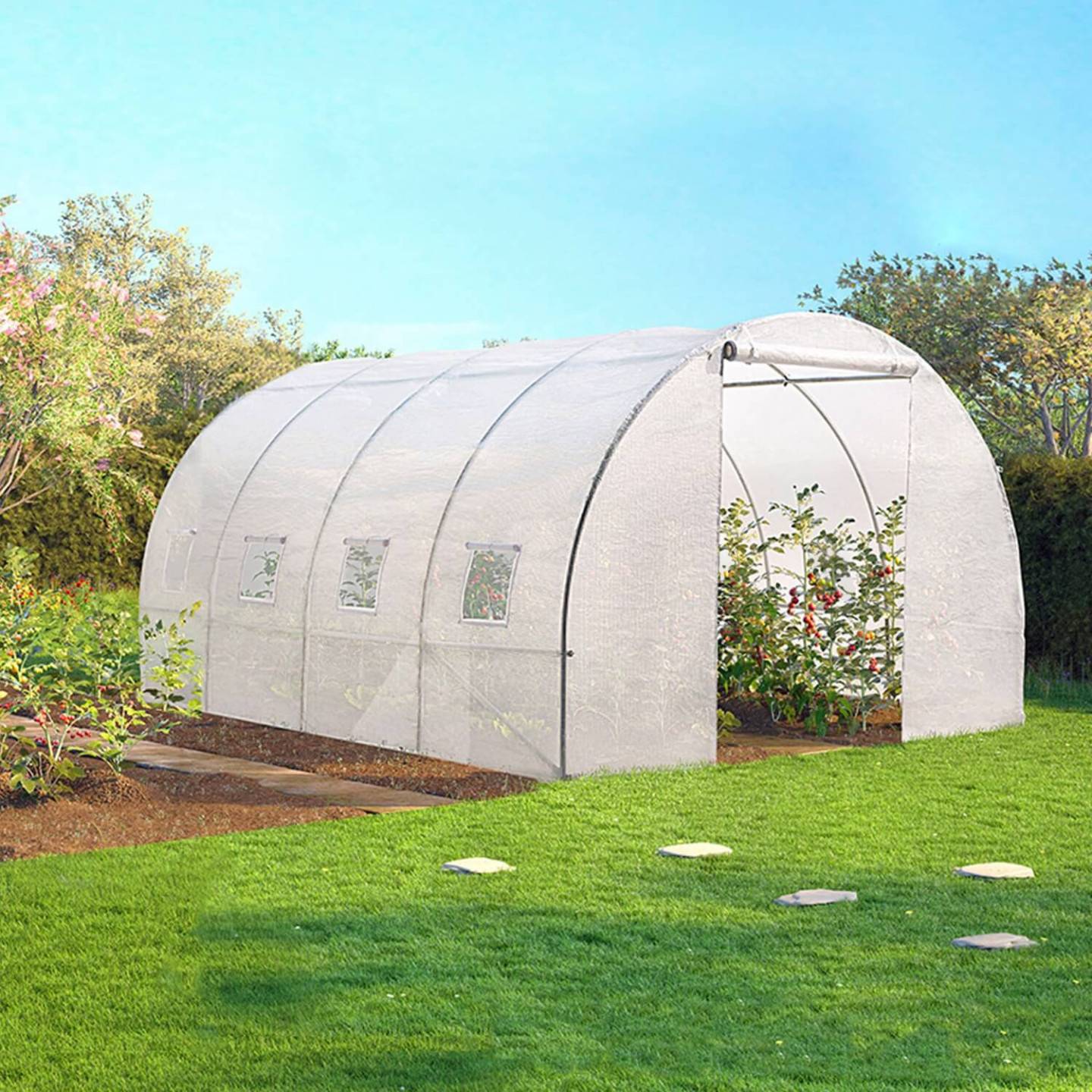 Serre tunnel de jardin 12M² blanche gamme maraîchère ZEBRA 4x3M - Image 1
