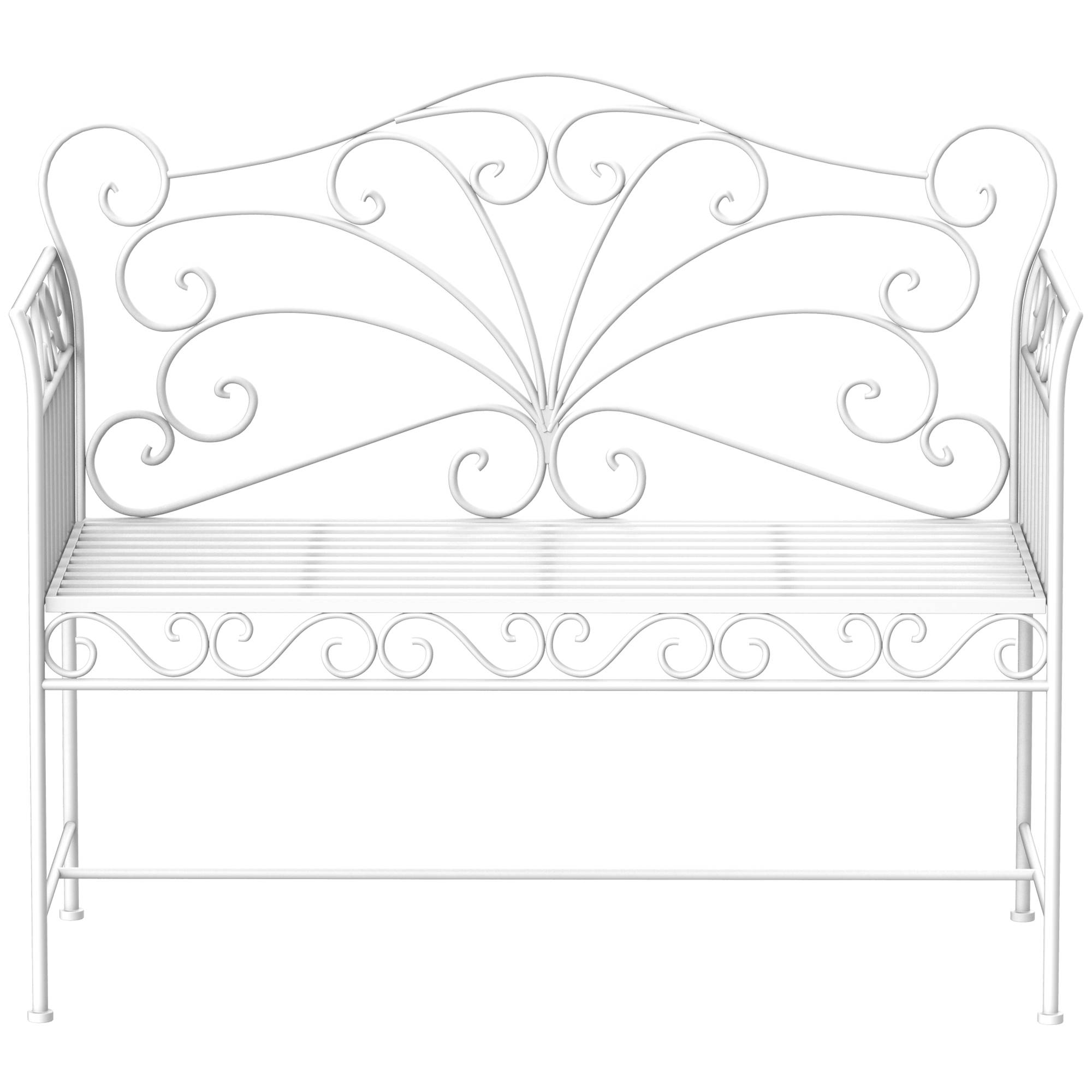 Banc de jardin robuste 2 places, banc de parc antirouille, mobilier de jardin, 111 x 50 x 98 cm, blanc - Image 2
