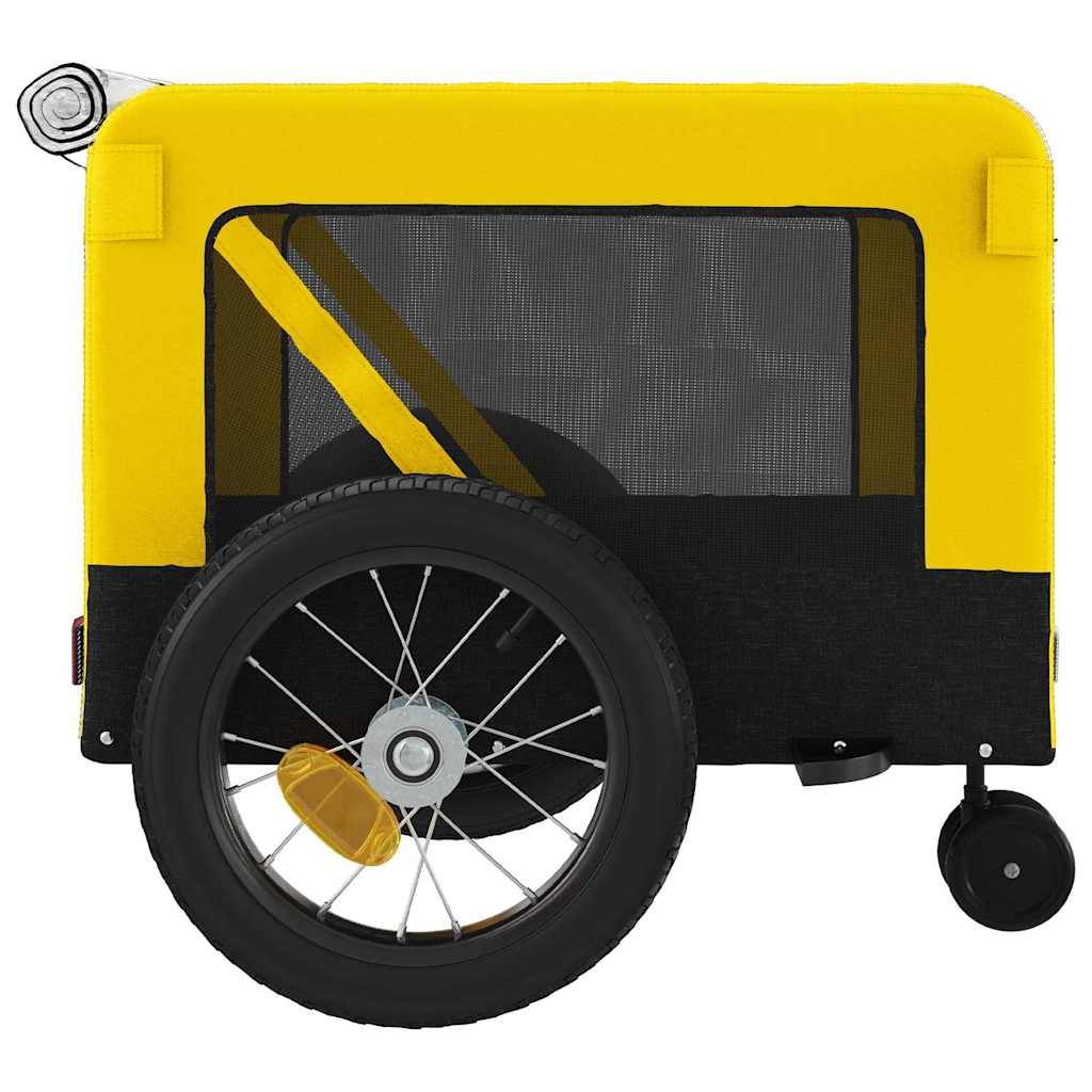 Remorque de vélo pour animaux tissu Oxford et fer jaune et noir 135 x 68.5 x 73.5 cm - PANGIVO - Image 8