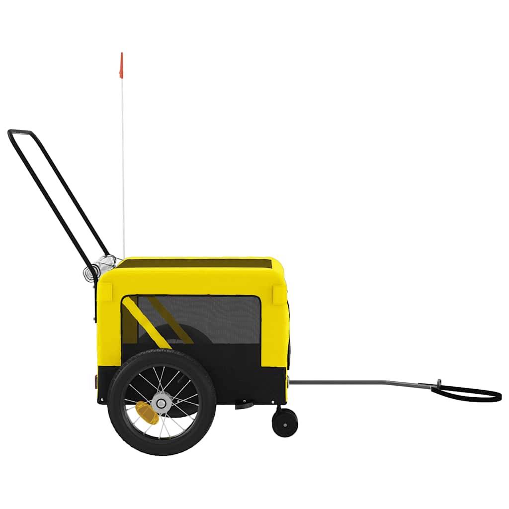 Remorque de vélo pour animaux tissu Oxford et fer jaune et noir 135 x 68.5 x 73.5 cm - PANGIVO - Image 7