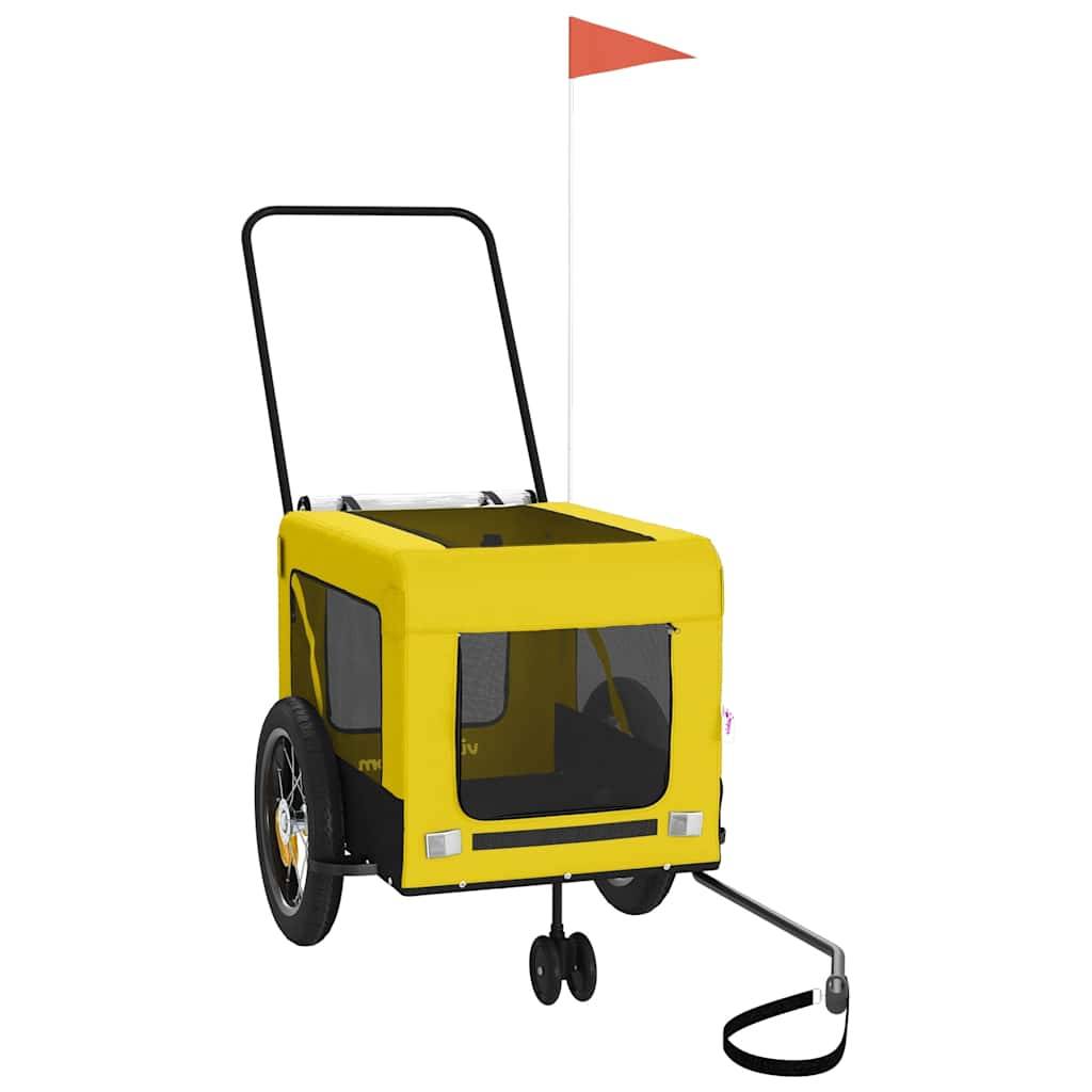 Remorque de vélo pour animaux tissu Oxford et fer jaune et noir 135 x 68.5 x 73.5 cm - PANGIVO - Image 4