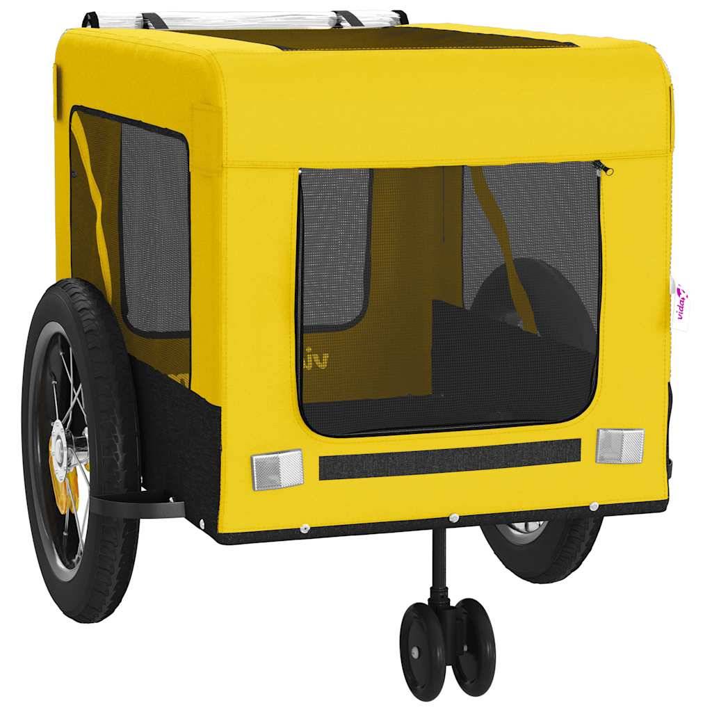 Remorque de vélo pour animaux tissu Oxford et fer jaune et noir 135 x 68.5 x 73.5 cm - PANGIVO - Image 6