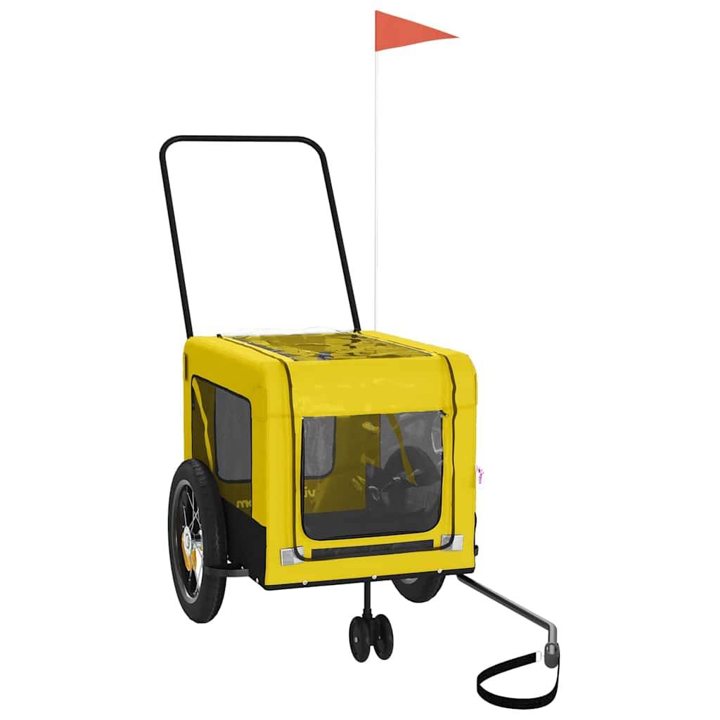 Remorque de vélo pour animaux tissu Oxford et fer jaune et noir 135 x 68.5 x 73.5 cm - PANGIVO - Image 3