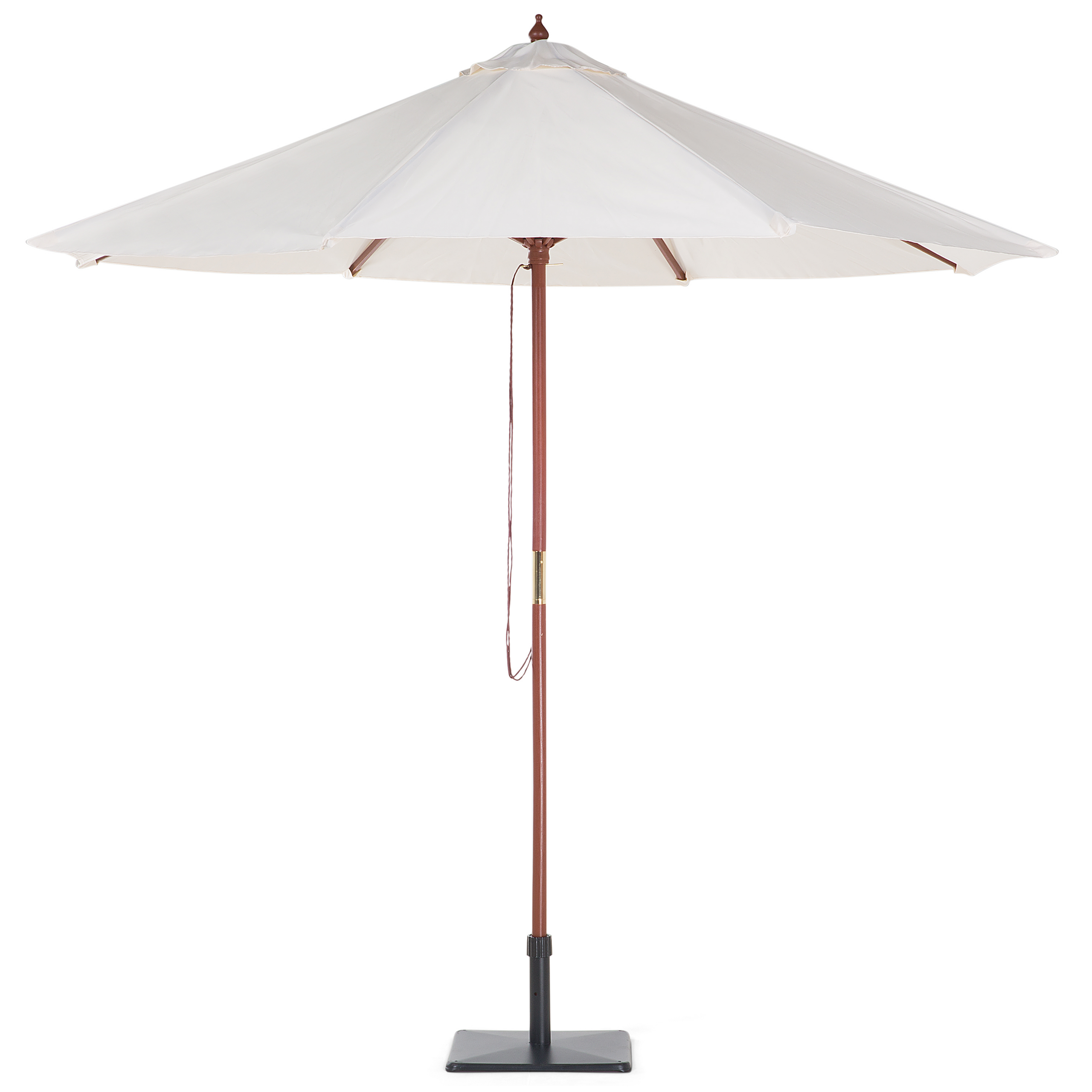 Beliani - Parasol de Jardin ou de Terrasse Blanc Beige avec Pied en Bois Diamètre 270 cm Toile Anti UV et Ouverture Facile avec Corde - Image 5