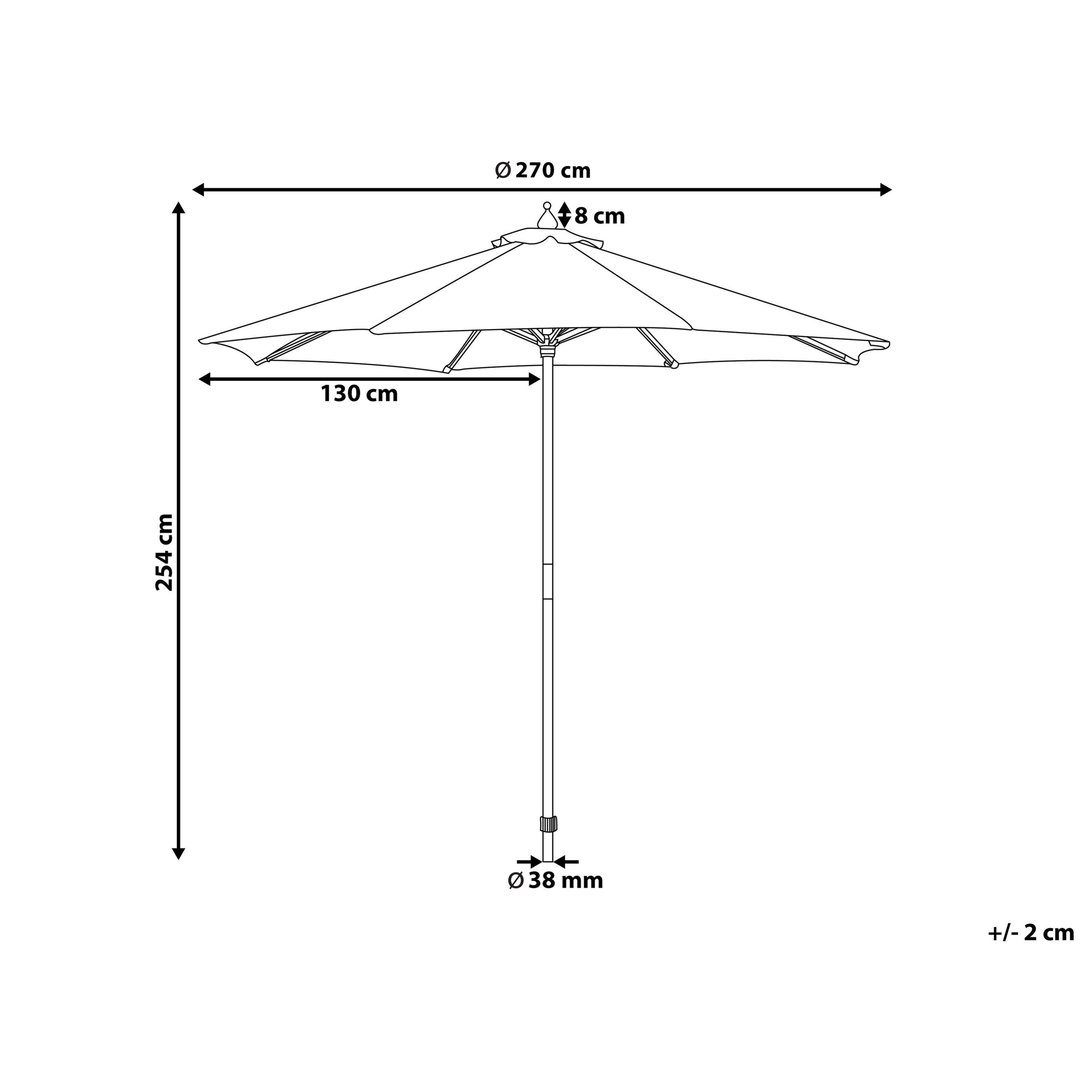 Beliani - Parasol de Jardin ou de Terrasse Blanc Beige avec Pied en Bois Diamètre 270 cm Toile Anti UV et Ouverture Facile avec Corde - Image 3