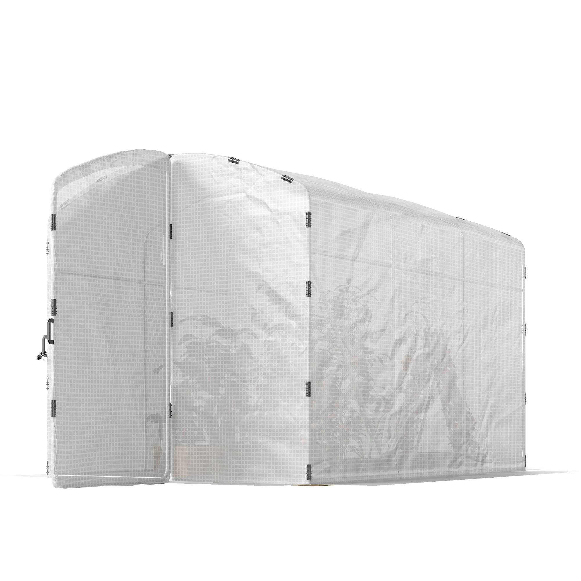 Sans Marque - Serre tunnel de jardin 6m², serre de jardin tunnel 300x200x195cm bâche PE 220g/m² bords prolongés 50 cm avec porte blanc - Image 2