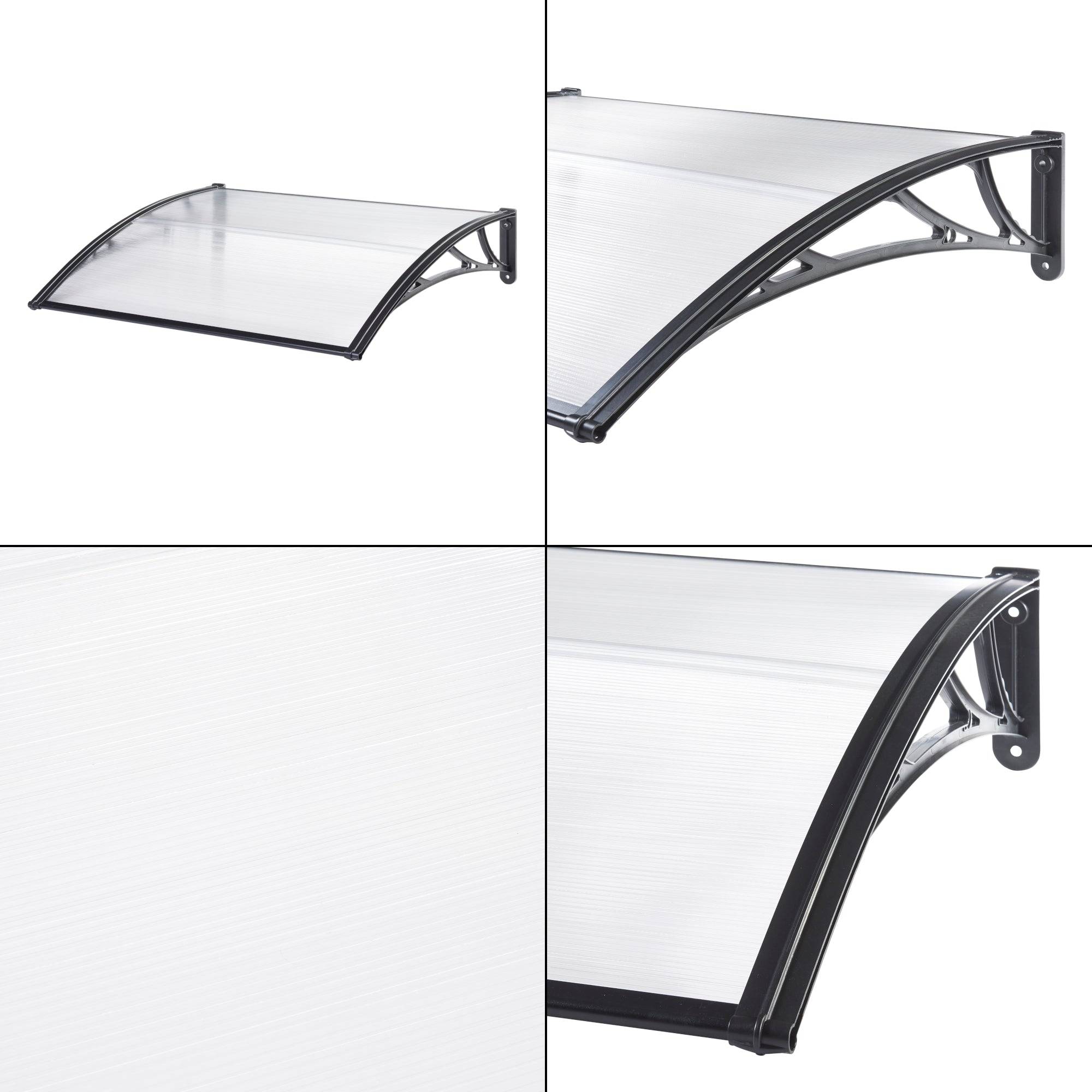 Helloshop26 - Auvent de porte d'entrée design marquise d'accueil résistante aux intempéries 100 x 60 cm noir transparent - Image 4