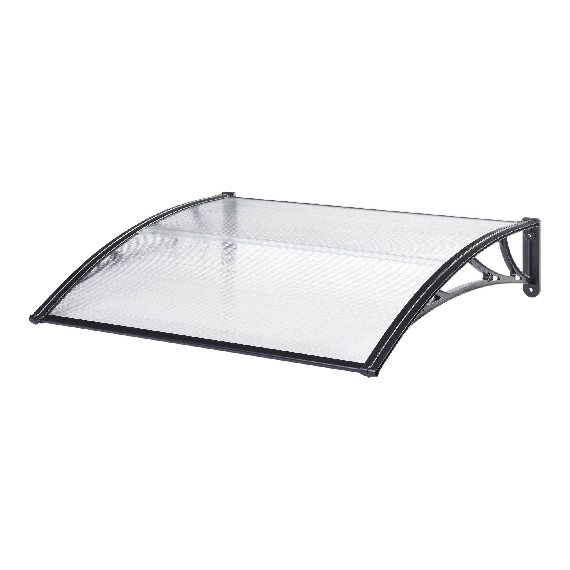 Helloshop26 - Auvent de porte d'entrée design marquise d'accueil résistante aux intempéries 100 x 60 cm noir transparent - Image 1