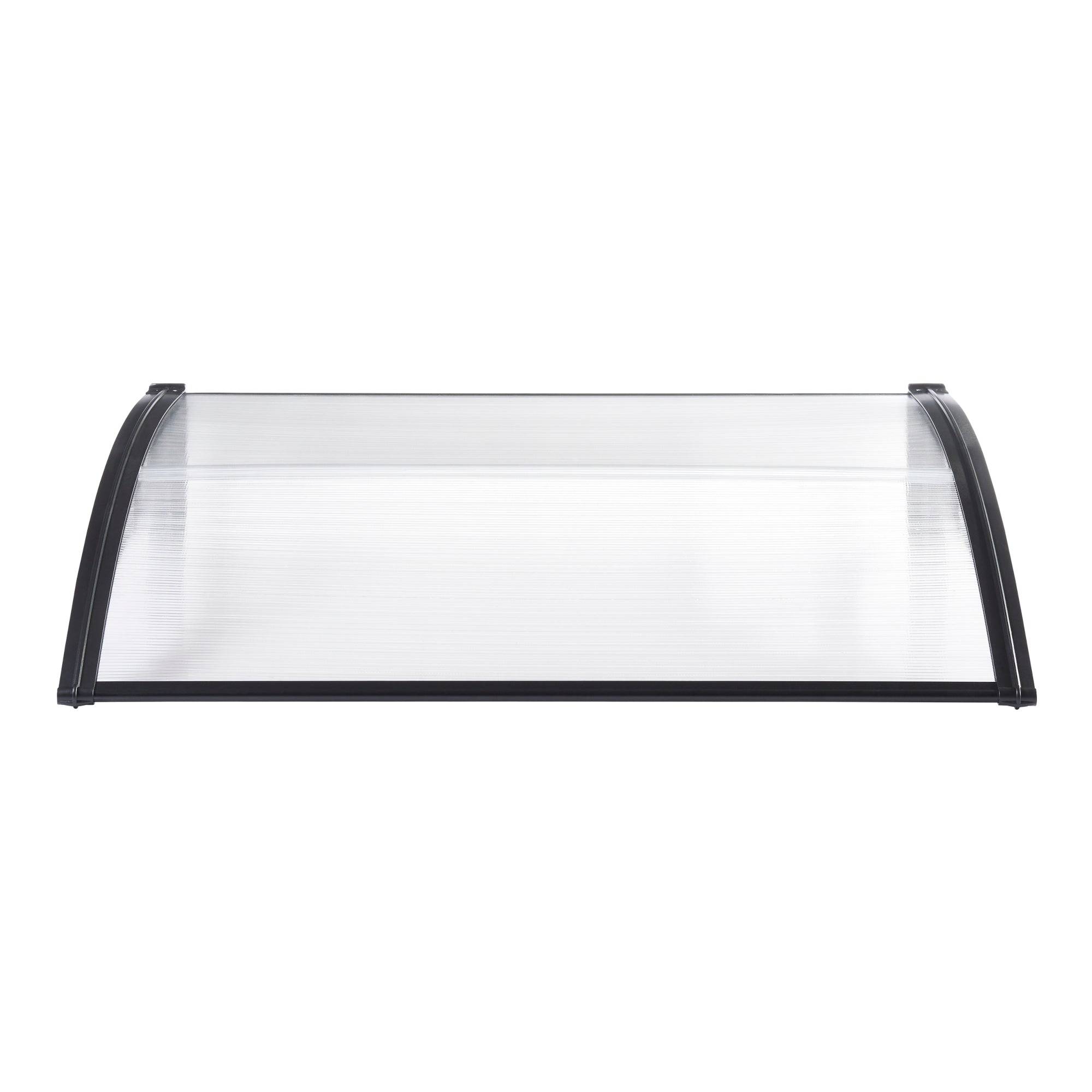 Helloshop26 - Auvent de porte d'entrée design marquise d'accueil résistante aux intempéries 100 x 60 cm noir transparent - Image 3