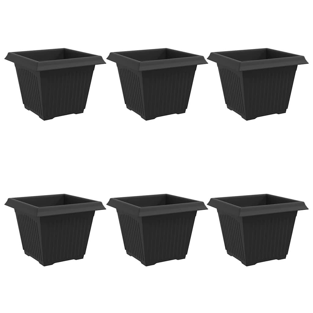 Pot de Fleurs Carré 6 pcs | Bac à fleurs Noir 43 x 43 x 33.5 cm Plastique - Image 1