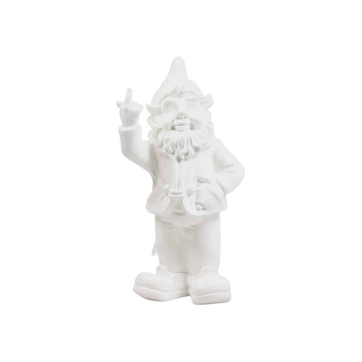 Stoobz - Nain de jardin en résine doigt d'honneur 7 x 8 x 20 cm Blanc - Image 1