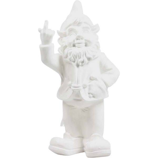 Stoobz - Nain de jardin en résine doigt d'honneur 7 x 8 x 20 cm Blanc Stoobz - Image 1
