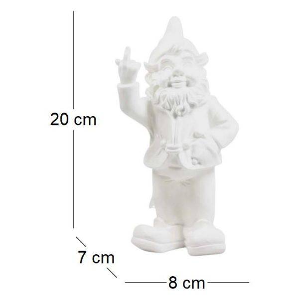 Stoobz - Nain de jardin en résine doigt d'honneur 7 x 8 x 20 cm Blanc Stoobz - Image 3