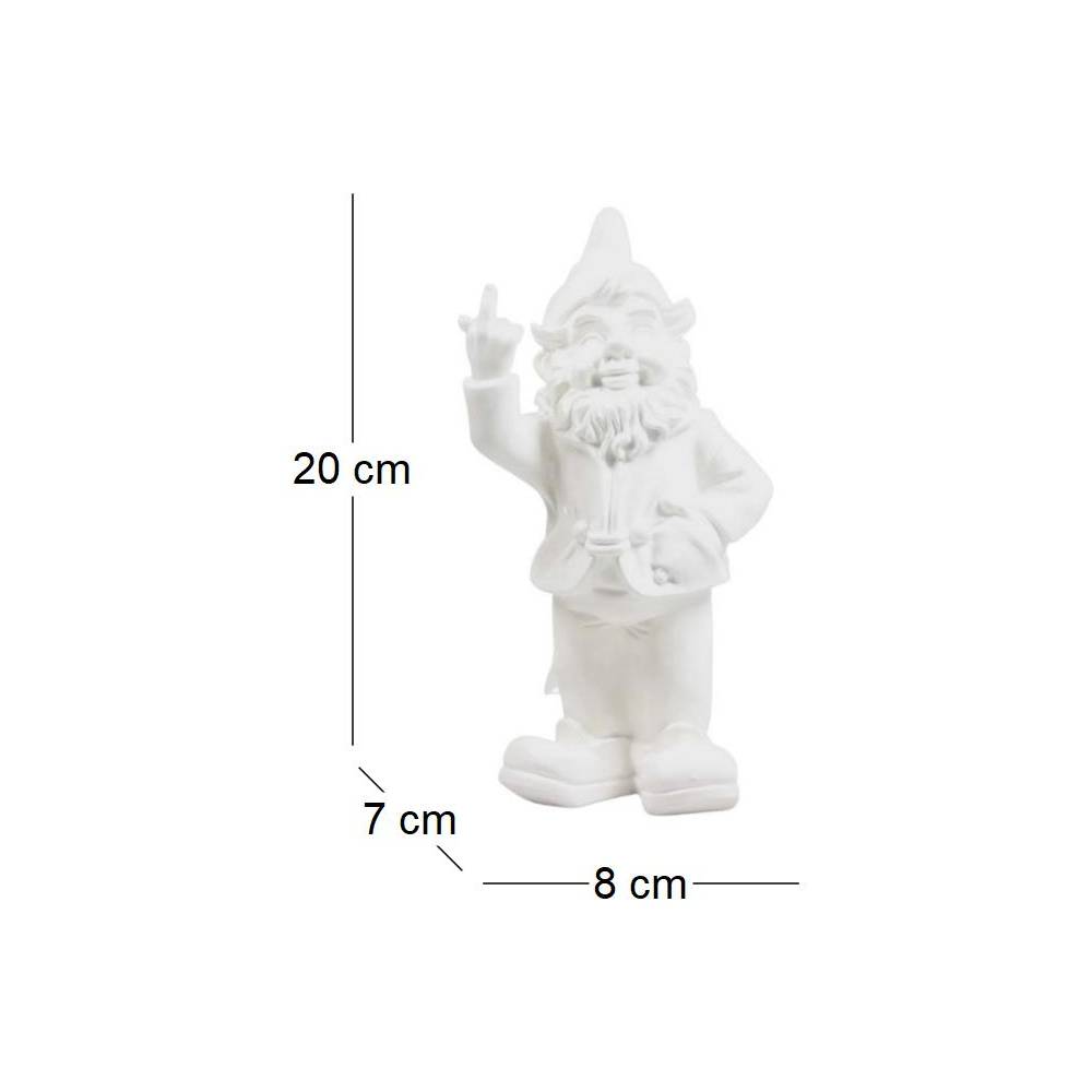 Stoobz - Nain de jardin en résine doigt d'honneur 7 x 8 x 20 cm Blanc - Image 3