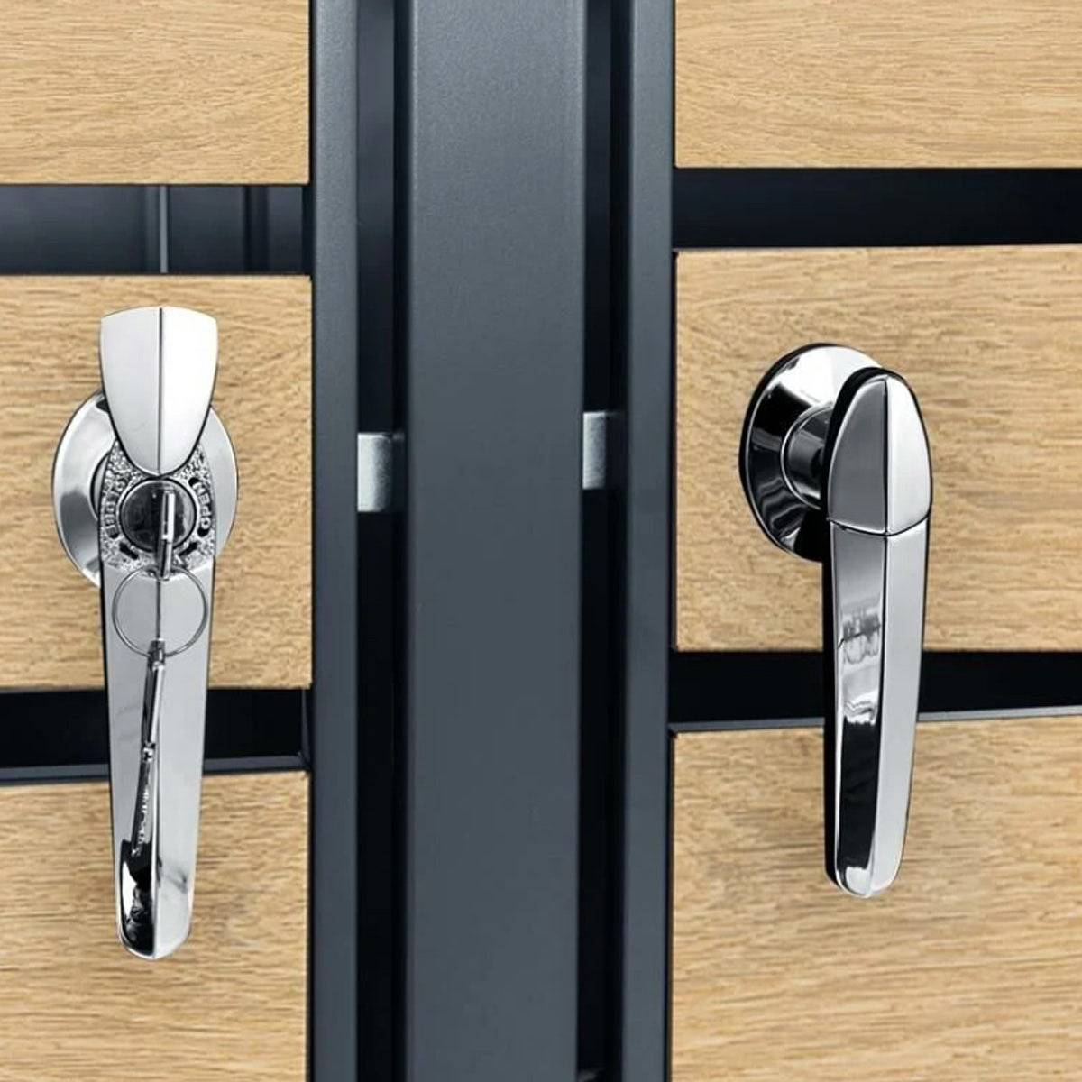 Abri cache poubelle double - 2x 240L - anthracite/imitation bois en acier - Image 6