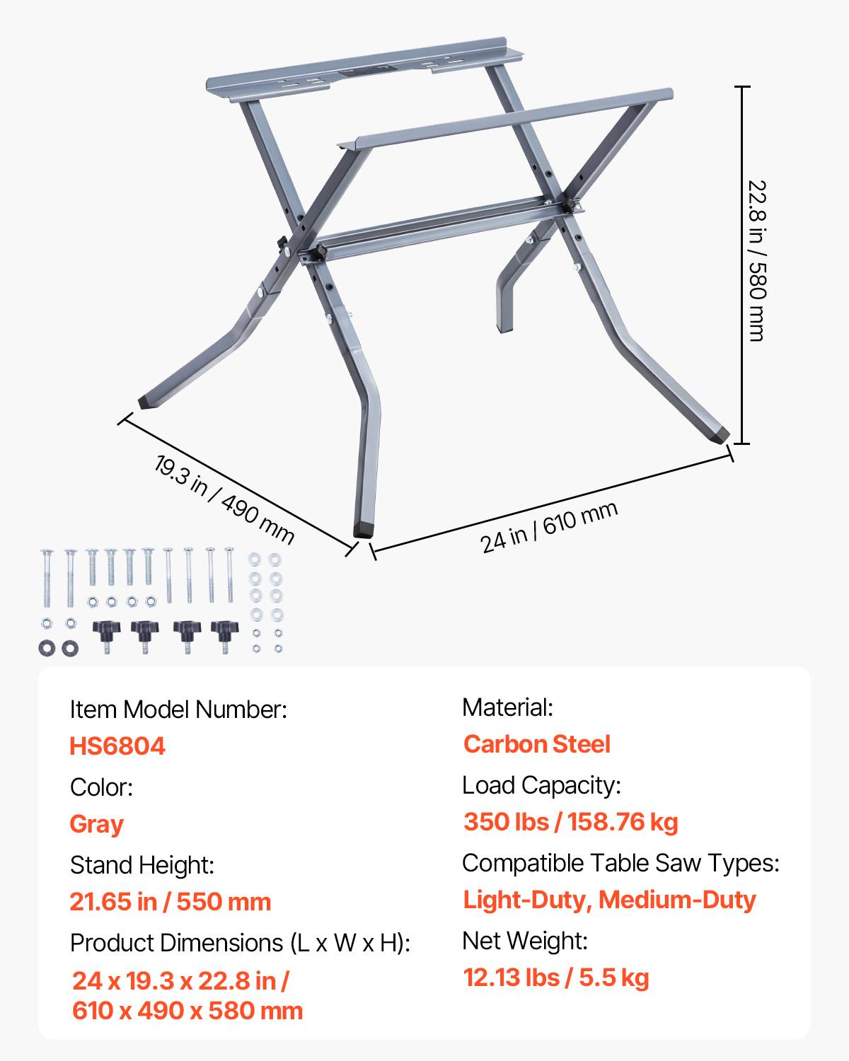 VEVOR Support pliable scie table, charge 158.76kg, compact, robuste, universel. - Image 7