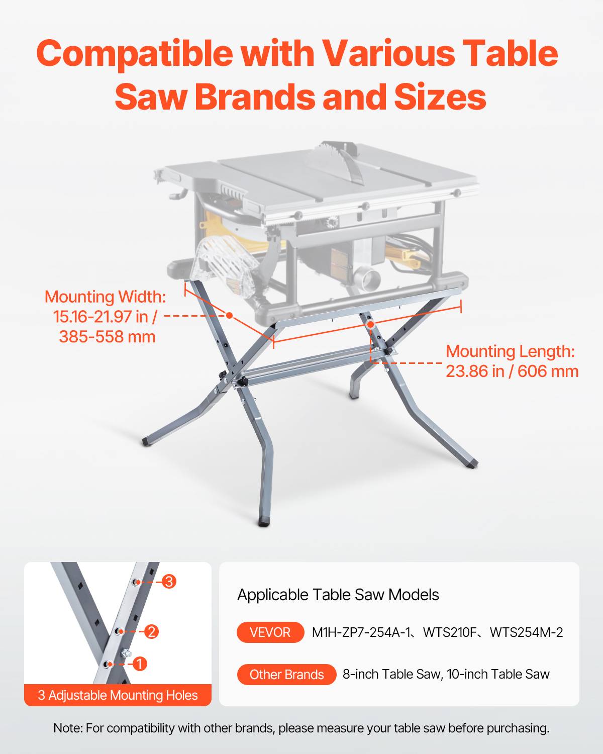 VEVOR Support pliable scie table, charge 158.76kg, compact, robuste, universel. - Image 2