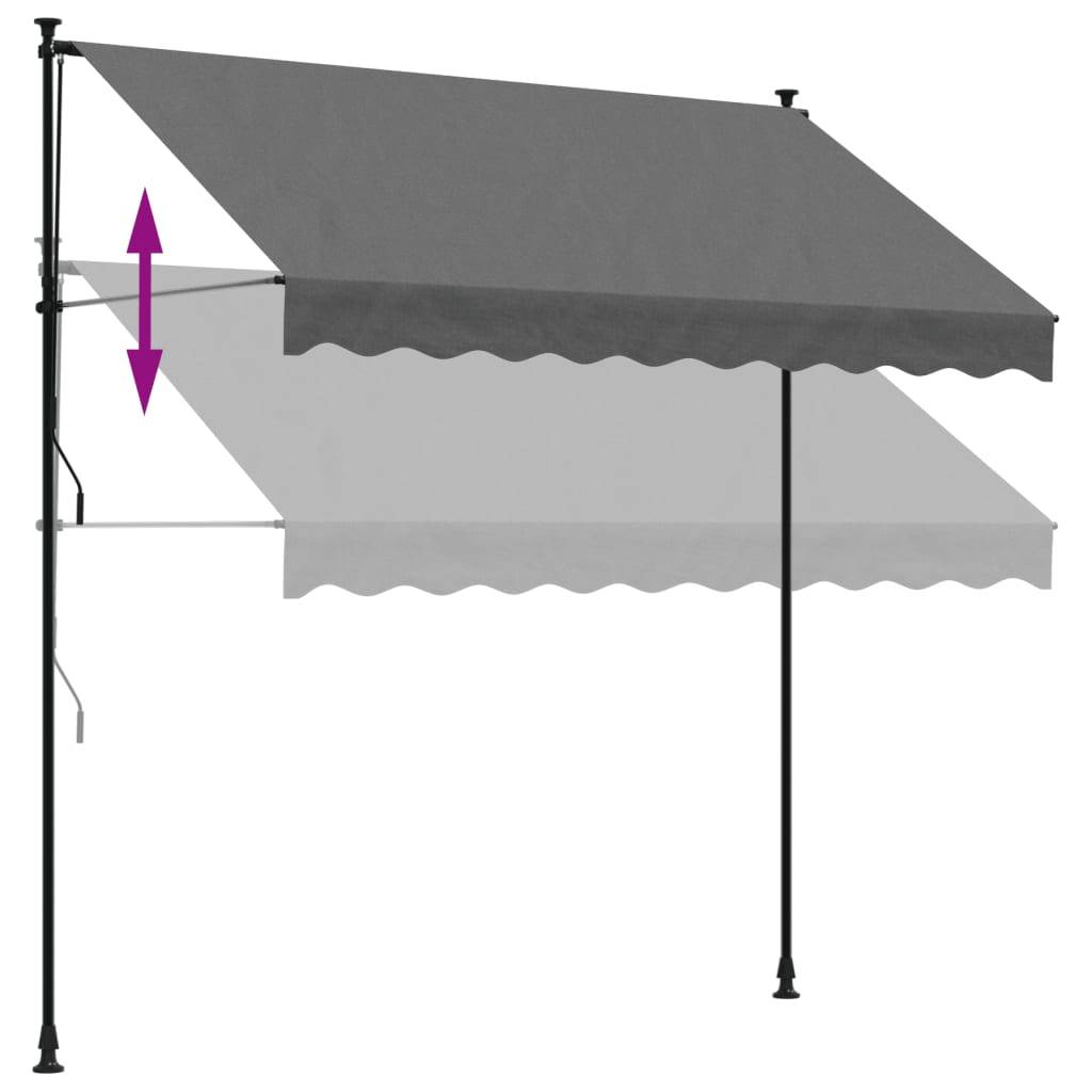 Store Banne - Store rétractable - Auvent extérieur anthracite 250x150 m tissu et acier-JU12055 - Image 7