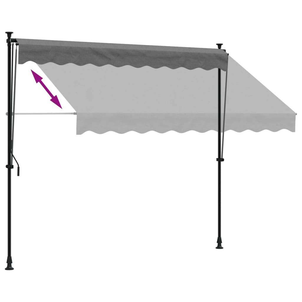 Store Banne - Store rétractable - Auvent extérieur anthracite 250x150 m tissu et acier-JU12055 - Image 6