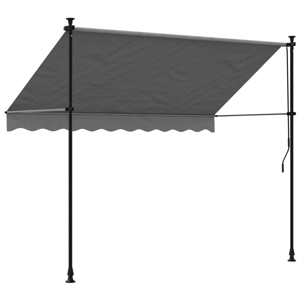 Store Banne - Store rétractable - Auvent extérieur anthracite 250x150 m tissu et acier-JU12055 - Image 5